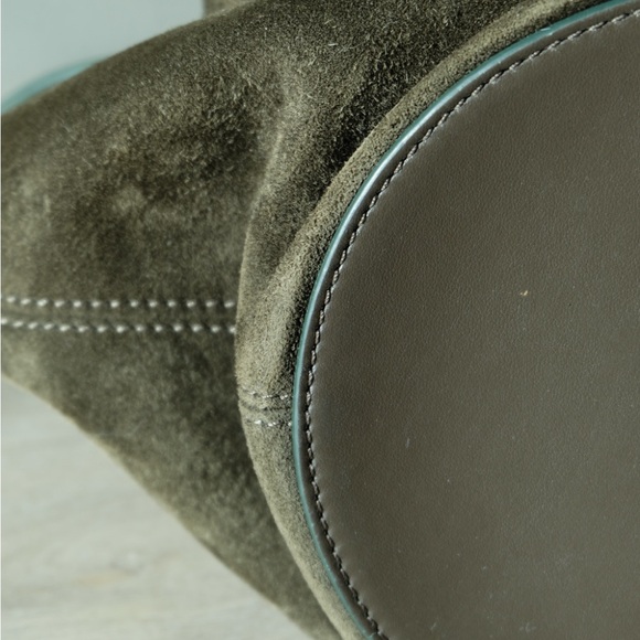 Khaite Lotus Mini Suede Bag in Khaki - Picture 6 of 10